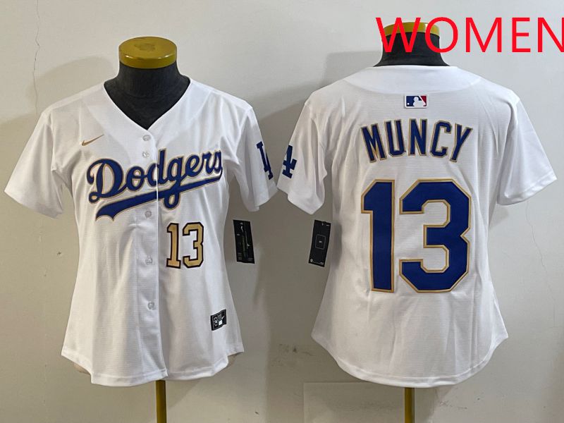Women Los Angeles Dodgers 13 Muncy White Gold Game 2025 Nike MLB Jersey style 10